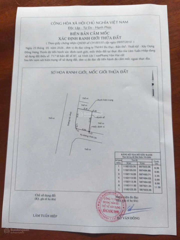 Bán đất góc 2 mặt tiền 1/ đường vĩnh lộc (8,3m x 11,5m giá 2,8 tỷ tl) kdc hiện hữu, gần cầu ba tri