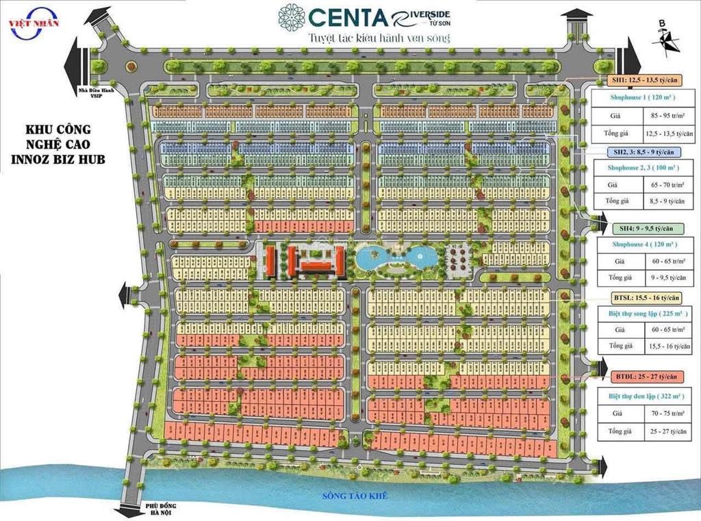 Bán biệt thự song lập centa riverside 180m2