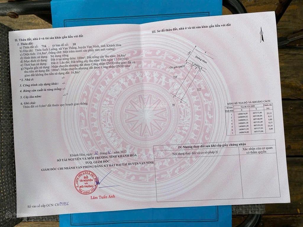 Bán đất vạn thắng mặt đường qh 20m