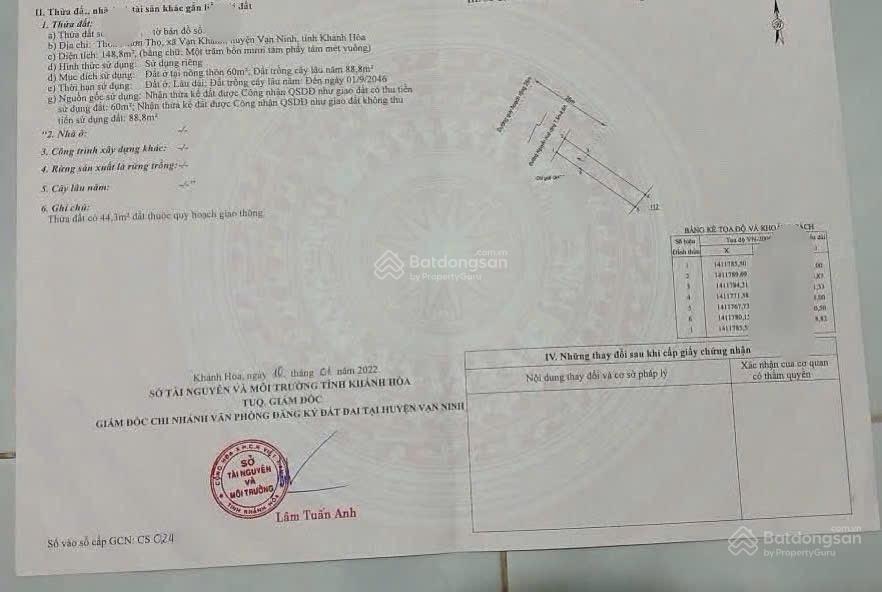 Bán lô đất mặt đường nguyễn huệ pk8 kkt vân phong