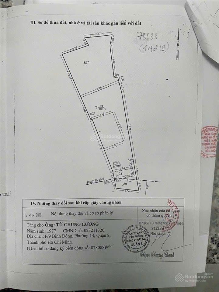 Bán nhà riêng bình đông, 7,8 tỷ, 188 m2, 5pn, 3wc, pháp lý đầy đủ sổ hồng riêng
