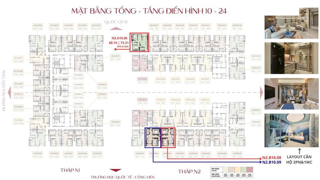 Bán căn góc maison grand 2 pn 1 wc  60m²lầu cao , view công viên