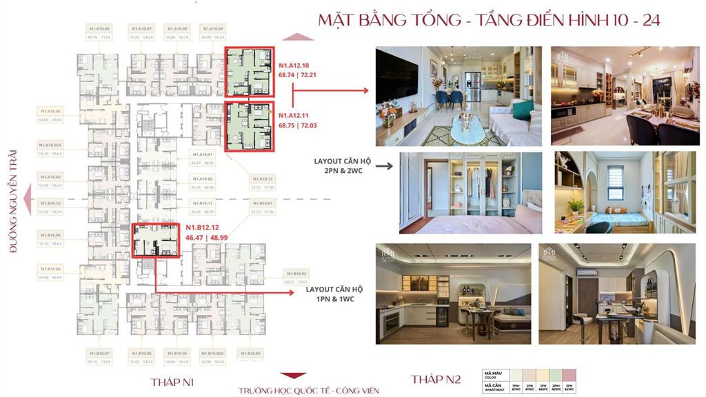 Bán căn góc maison grand 2 pn 1 wc  60m²lầu cao , view công viên