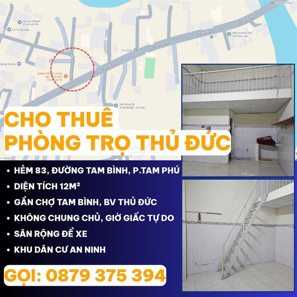 CHO THUÊ PHÒNG TRỌ HẺM 83 Đ.TAM BÌNH, THỦ ĐỨC