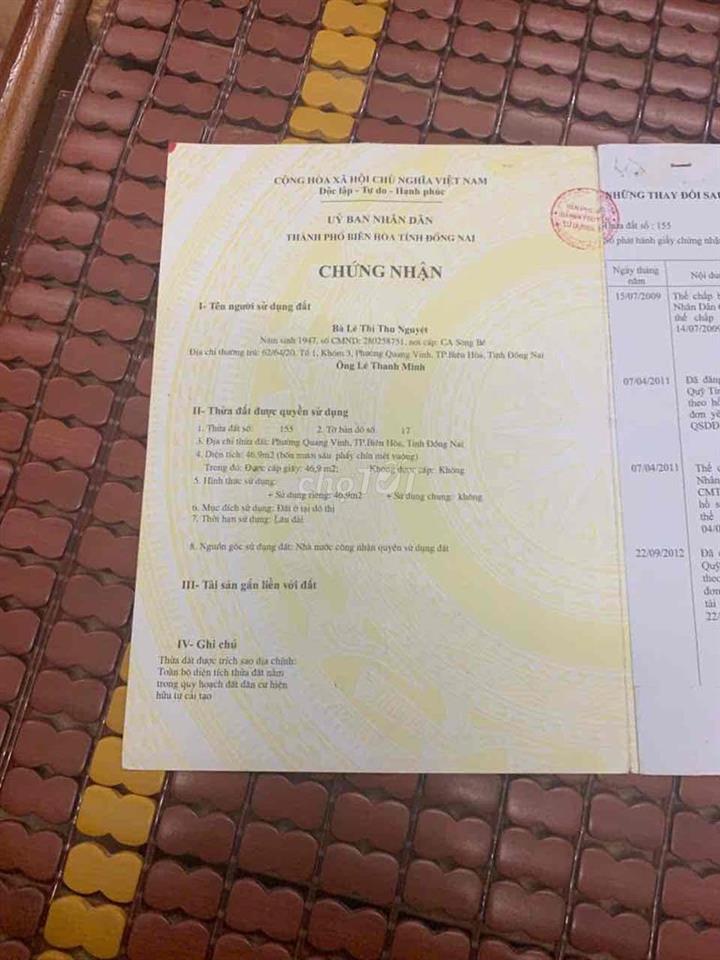 cần bán nhà Quang Vinh Biên Hoà ( Trấn Biên Đồng Nai )