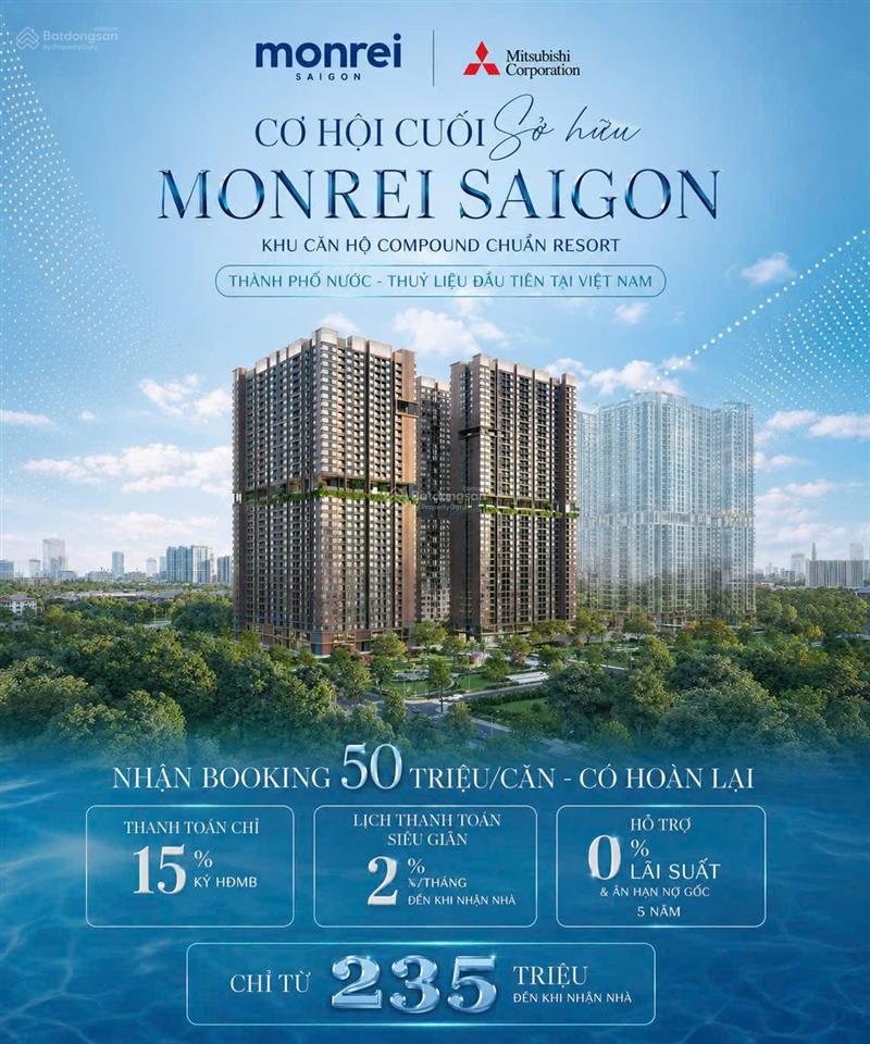 Căn hộ monrei saigon tt15% ký hđmb 52m2 chỉ 1.98 tỷ htls 0% nhận nhà ck cực kỳ cao