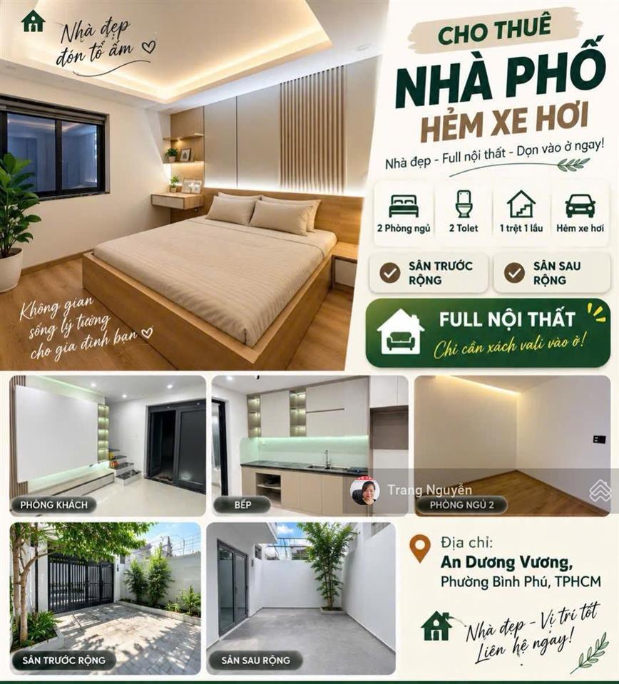 Cho thuê nhà phố 9 tr đầy đủ nội thất, cạnh chung cư carina plaza