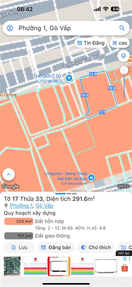 Chính chủ bán đất mt phạm văn đồng p1 gò vấp cũ