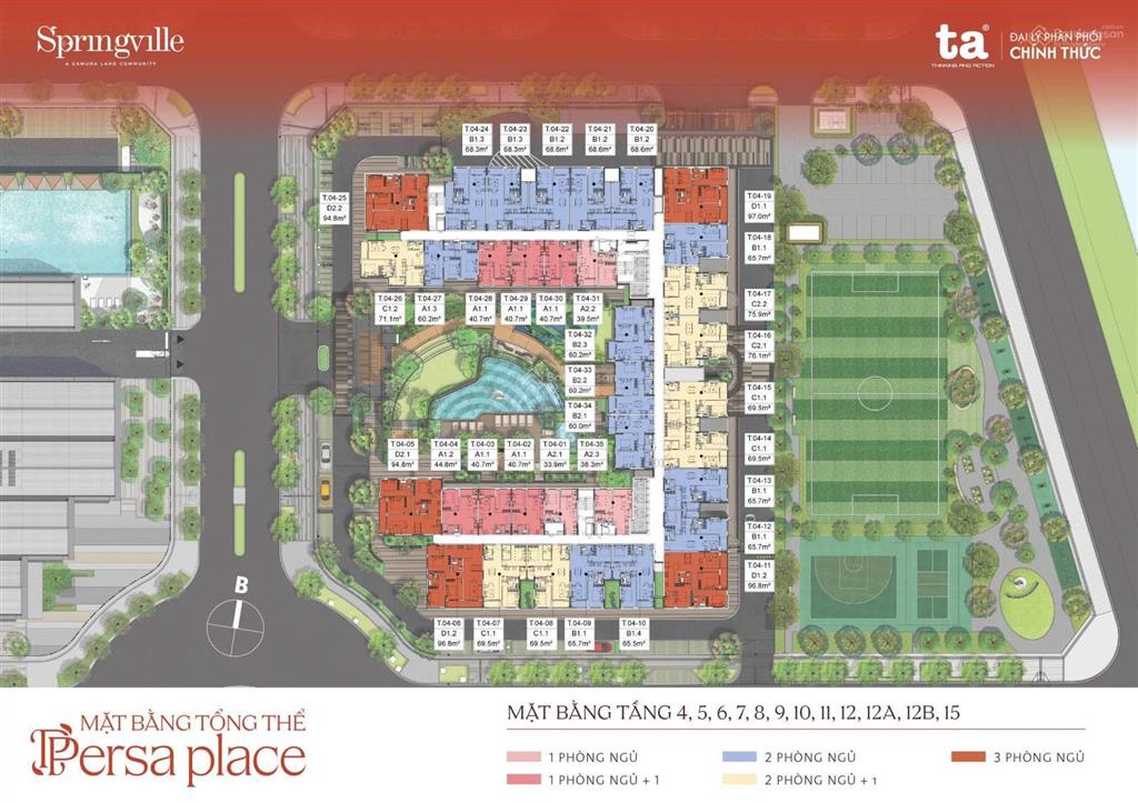 Căn 2pn 2wc persa place view đông nam giá gốc đẹp nhất springville 4,2 tỷ đã có vat