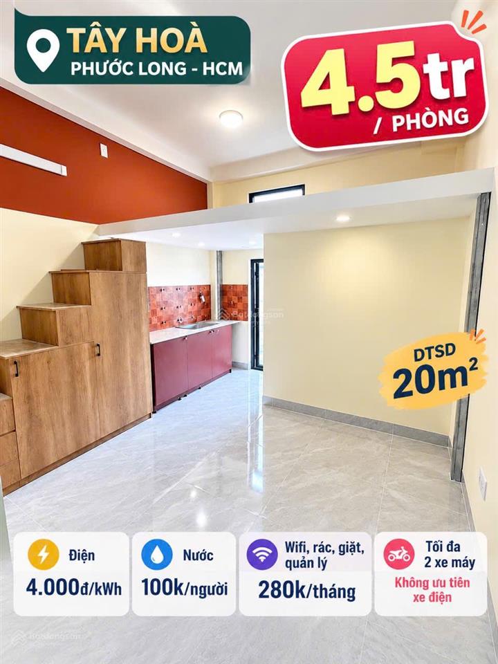 Cho thuê chdv 4.5tr khu đường tây hoà  xn q9