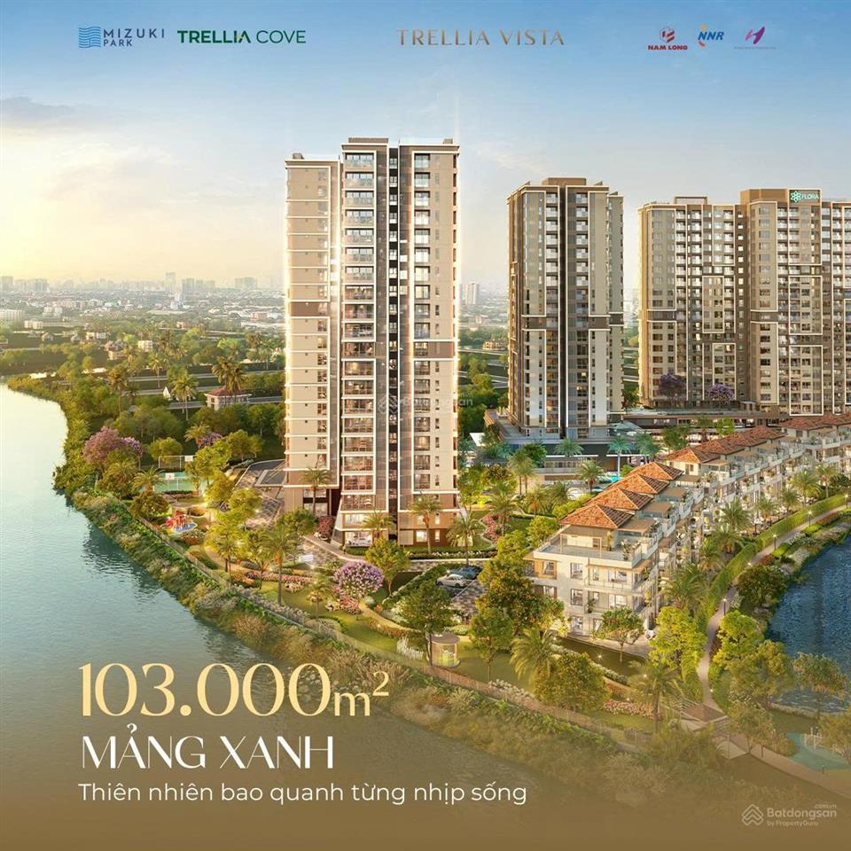 Căn góc 3pn toà trellia vistar ven sông cuối ở mizuki park, tt 2%/tháng, ck 2%+336tr, miễn 2năm pql