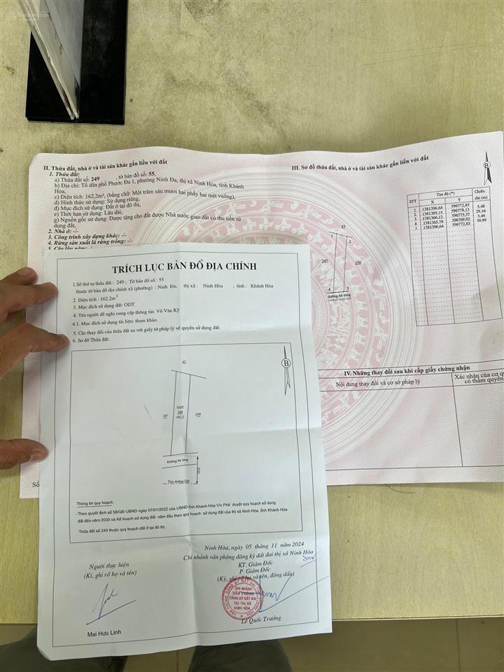Bán đất đường nguyễn cụ 20m  khu trung tâm phường ninh hoà, sát ql1a 162m2 chỉ 1tỷ440tr (8,9tr/m2)