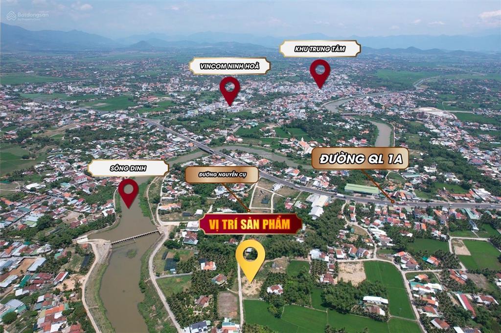 Bán đất đường nguyễn cụ 20m  khu trung tâm phường ninh hoà, sát ql1a 162m2 chỉ 1tỷ440tr (8,9tr/m2)