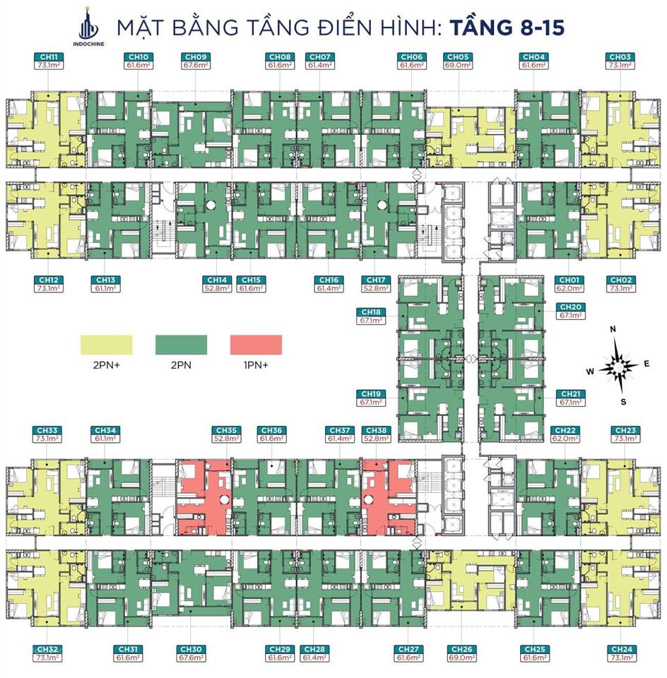 Chính chủ bán căn góc tầng 15 căn 03 dt 73,1m2, 3pn 2vs hướng bắc view samsung yên bình complex