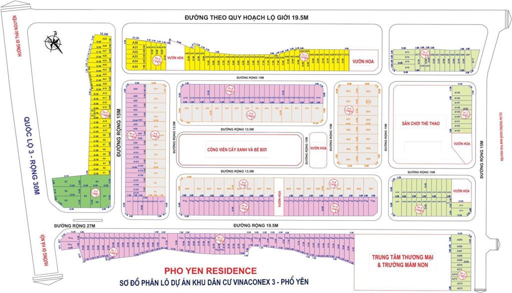 Chính chủ bán 100m2 trục chính cổng đường 20m hướng nam vinaconex 3 phổ yên sẵn sổ giá rẻ 1,9 tỷ