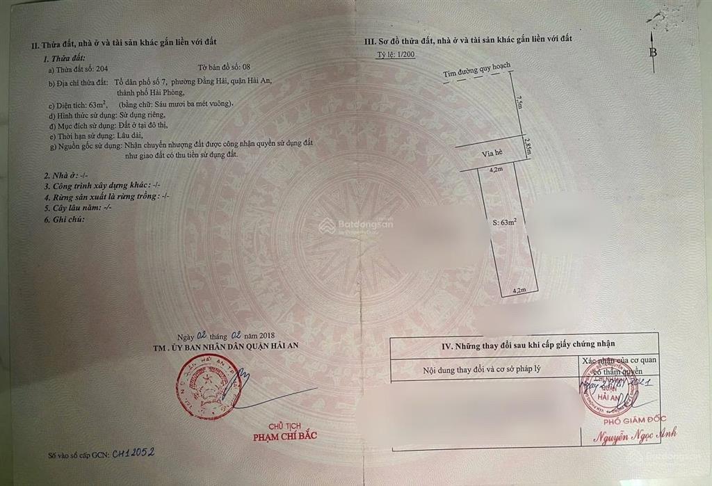 Bán lô đất 63m2 mặt đường tuyến 2 lê hồng phong, gần ubnd hải an