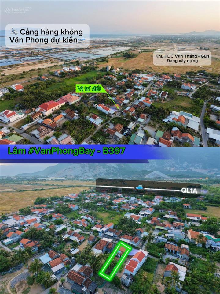 Đất thổ kkt vân phong, kdc hiện hữu. gần sân bay dự kiến
