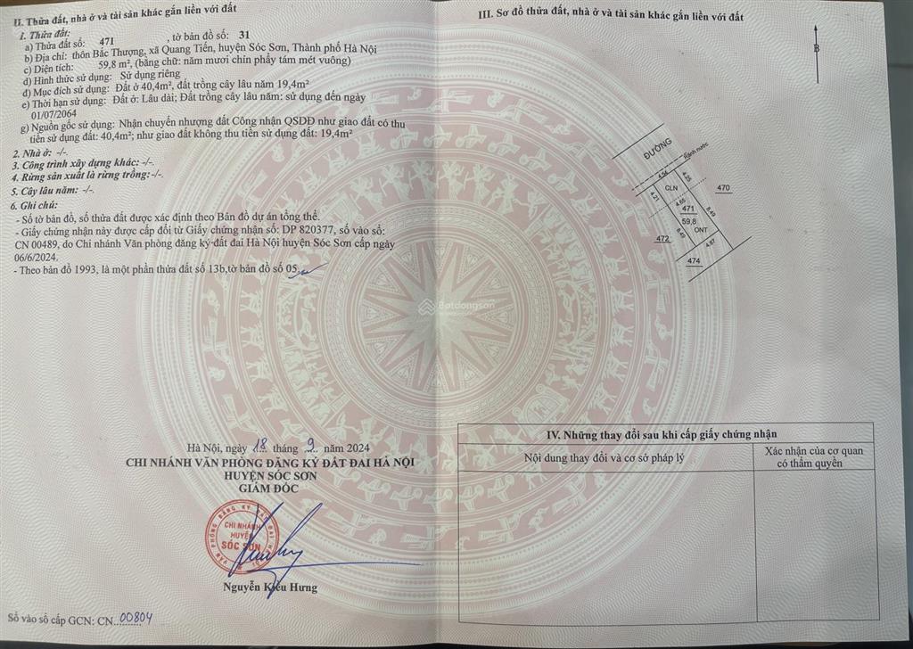 Bán đất bìa làng bắc thượng  xã nội bài, hà nội  diện tích 59,8m²  mặt tiền 4,54m