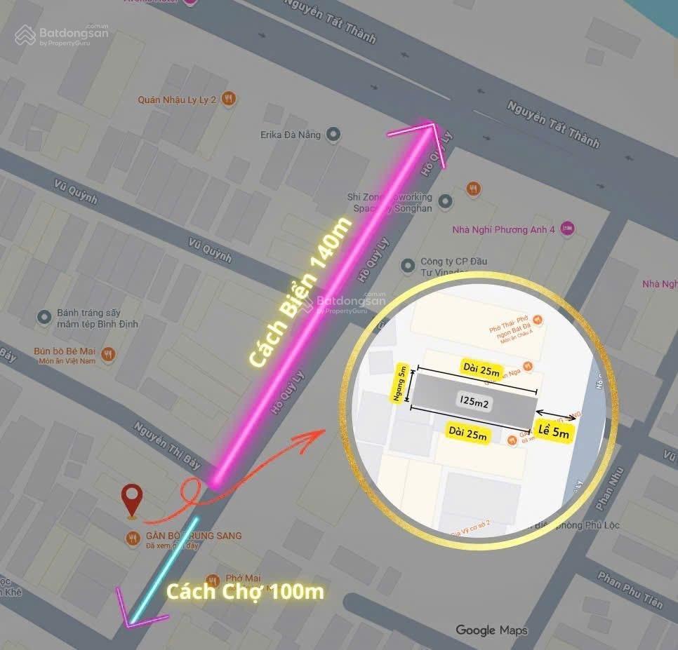 Bán đất mt hồ quý ly cách biển 150m, 125m2 đông nam trục 10m5 rộng rãi