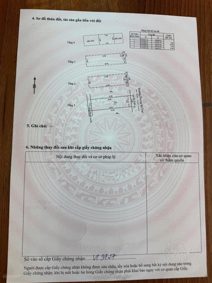 Bán nhà 4 tầng mt dương bá trạc  hòa cường, dt 90m2 ngang 5m có 4pn hướng đông bắc giá nhỉnh 9 tỷ