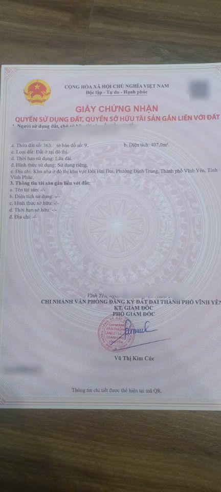 Bán đất biệt thự sẵn sổ KĐT Parkhill Thành Công, Vĩnh Yên. DT 407m2