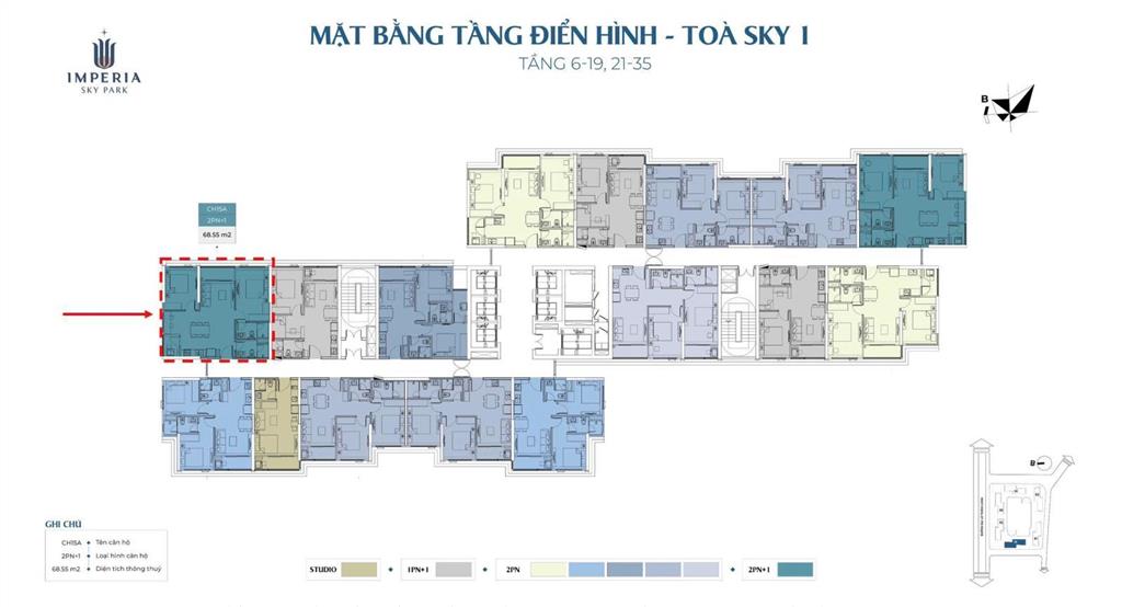 Cắt lỗ 500tr căn góc 2pn+ 69m2 toà sky1