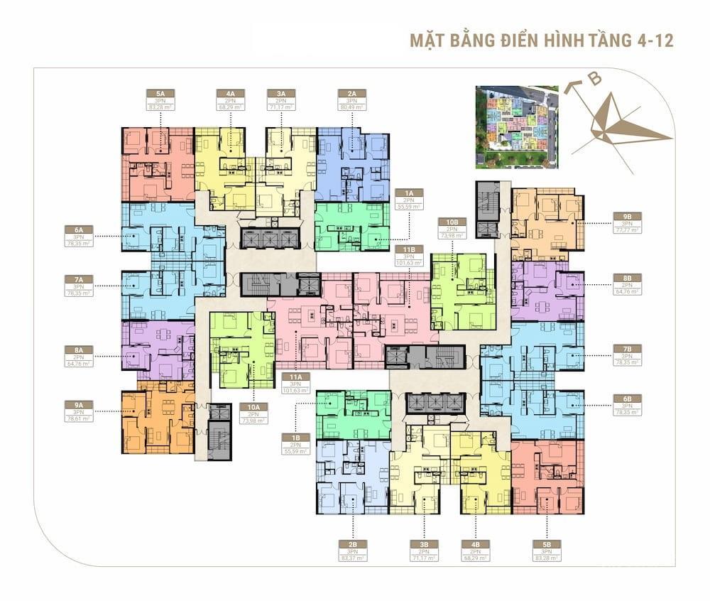 Giá đầu tư! chính chủ bán nhanh căn hộ fibonan 56m, thiết kế 2pn và 1 vs, sắp bàn giao nhà t7