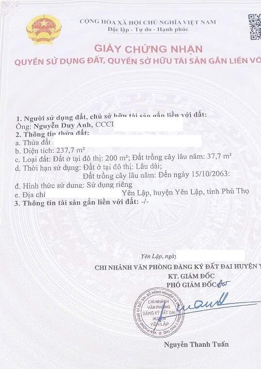 Bán nhà đất ~ 300m2 sát mặt đường ql70b, yên lập, phú thọ