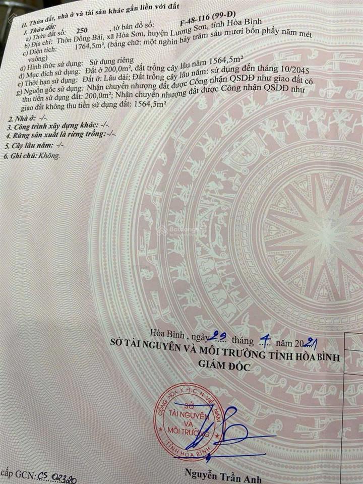 Chỉ hơn 10tr m2 đất đẹp hòa sơn, lương sơn, hòa bình
