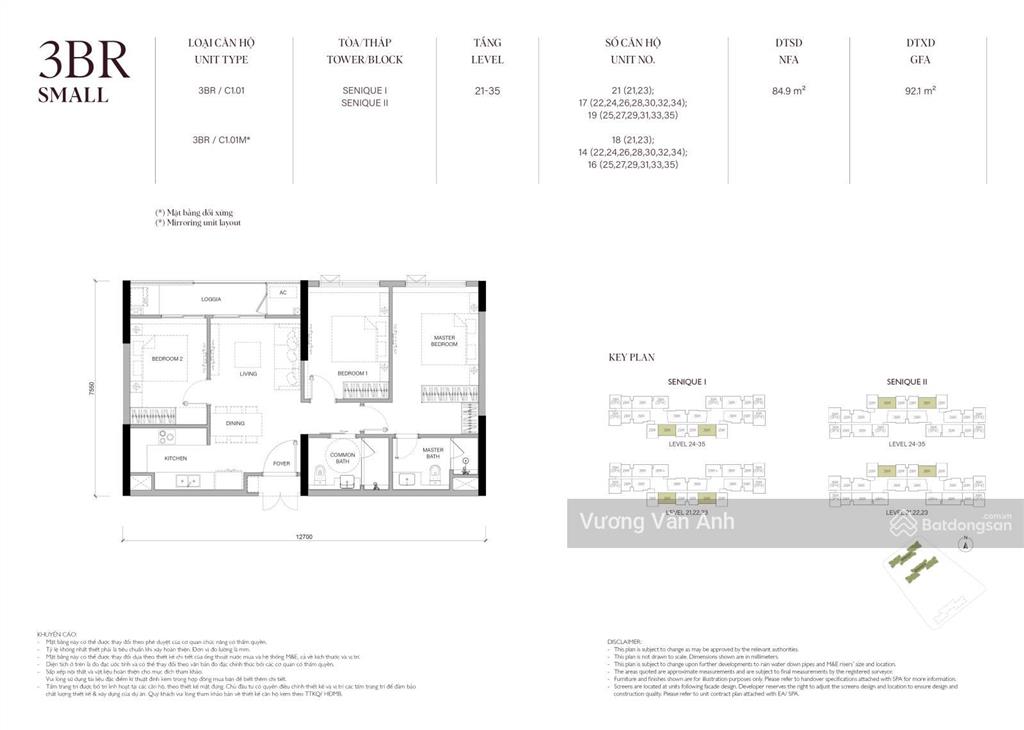 Cắt lỗ căn 3pn vuông vắn 84,9m2 tòa s2 the senique hanoi view nội khu tầng trung đẹp chỉ 63tr/m2