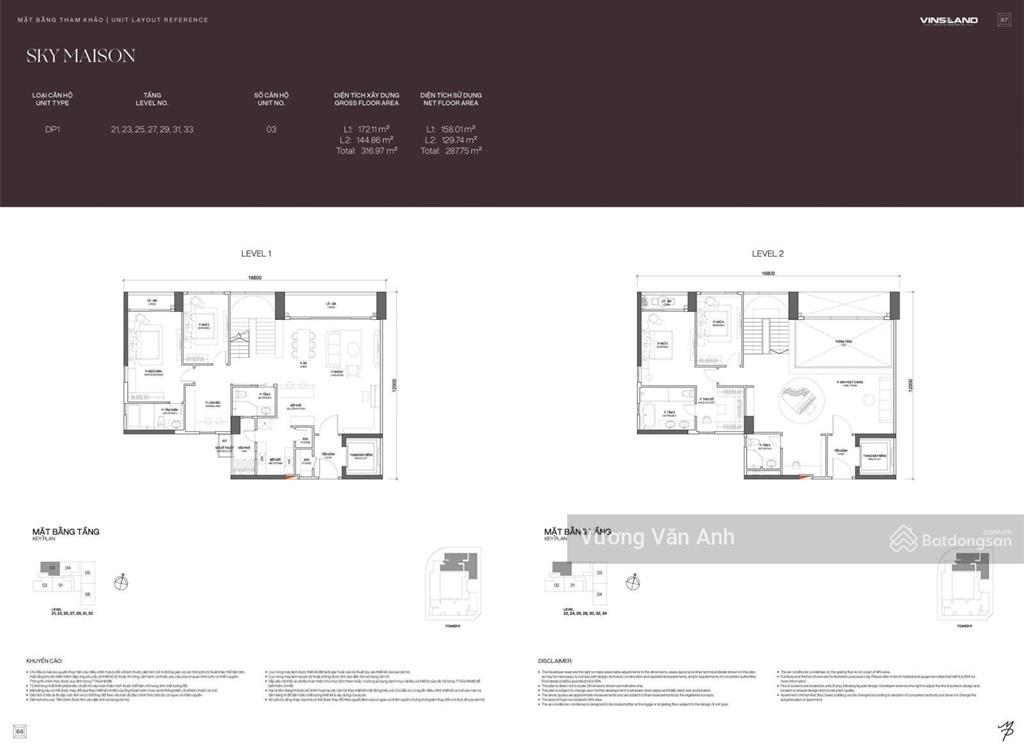 Suất ngoại giao căn duplex 288m2 toà p maison privée thang riêng view công viên ciputra giá tốt