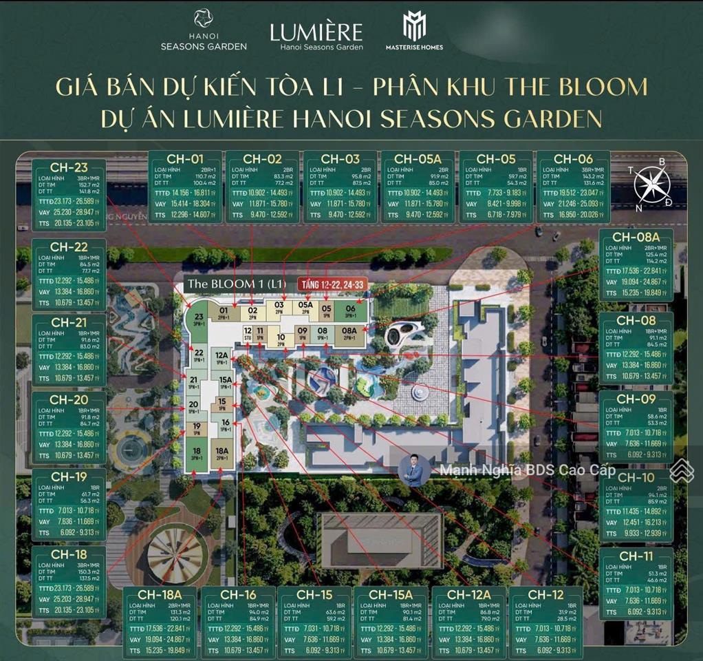 Quỹ căn độc quyền view đẹp giá tốt  hà nội seasons garden  0855 448 ***