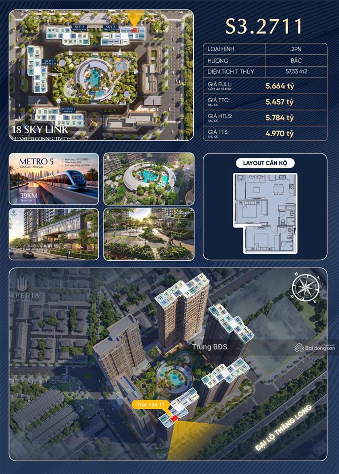 Bán căn hộ 2pn toà s3 dự án imperia sky park htls 0% trong 24 tháng trực tiếp từ cđt mik