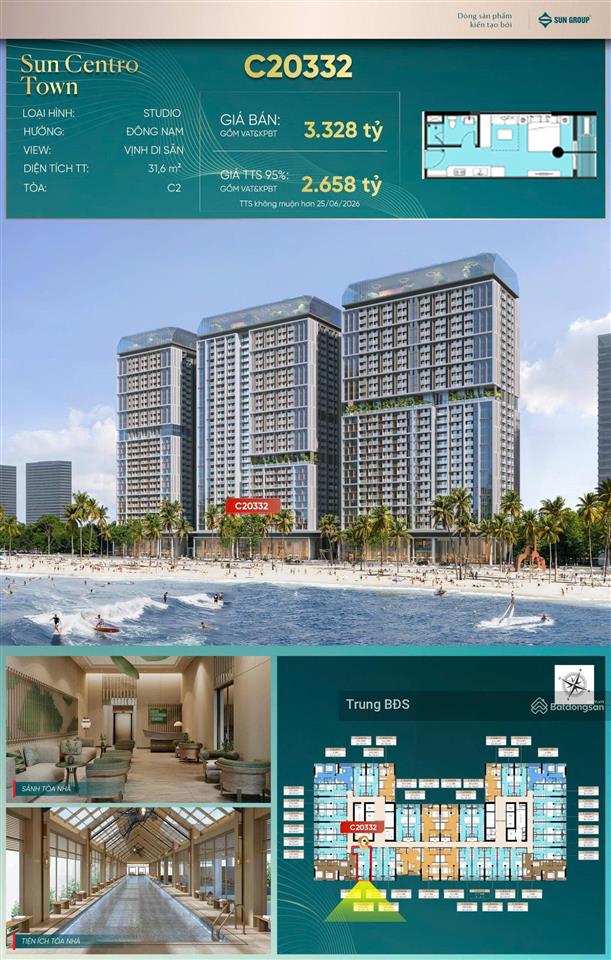 Bán studio sun festo town view trực diện vịnh di sản, tầng 3 đẹp chính sách ưu đã