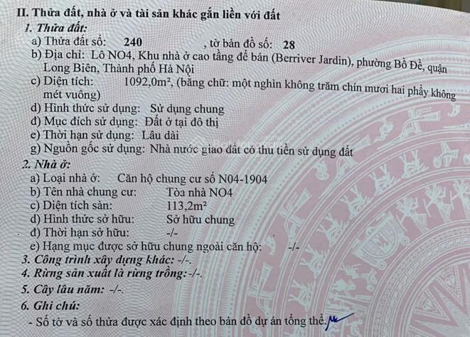 Chính chủ bán căn góc 113.2m berriver n04 full nội thất, tầng cao, ban công view sân bay gia lâm