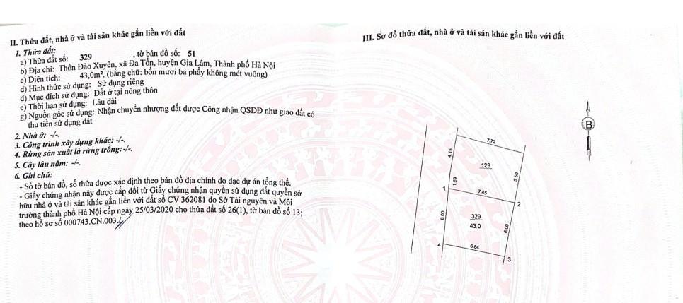 Chính chủ bán đất mặt đường đào xuyên, xã bát tràng (xã đa tốn, gia lâm cũ)