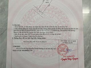 Cần tiền bán gấp 120m2 giáp vành đai và kcn sạch