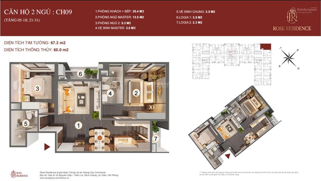 Căn góc giá rẻ nhất thị trường hoàng huy rose, 2 ngủ 2 wc 2 tầm view trung tâm thành phố giá tốt