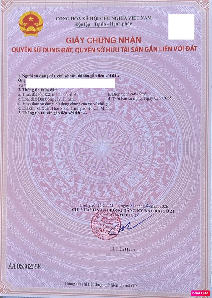 Đất mặt tiền trương thị như 2.864,9m2  đón sóng vành đai 3 & vinhomes hóc môn  giá bán 26 tỷ