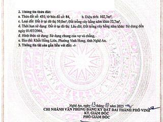 Bán đất tại mặt đường hoàng hanh, xã nghi liên, tp vinh, nghệ an