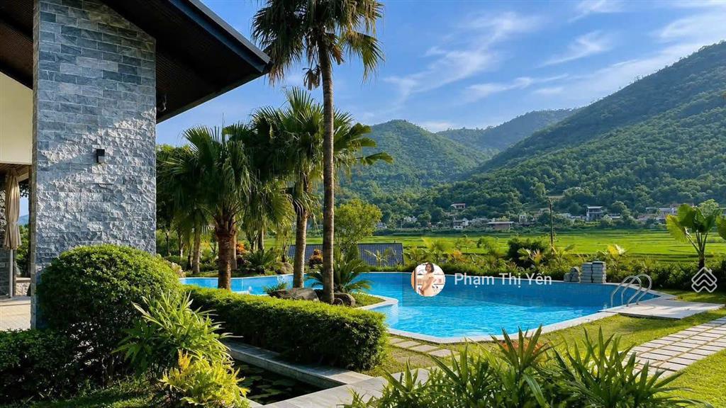 Bán villa nghỉ dưỡng siêu vip tại lương sơn khuôn viên 1300m2 mới hoàn thiện view cánh đồng