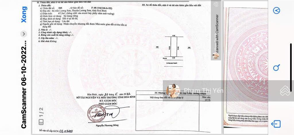 Cần bán lô đất dự án trung tâm phố chợ lương sơn, hướng nam, giá 3,3 tỷ