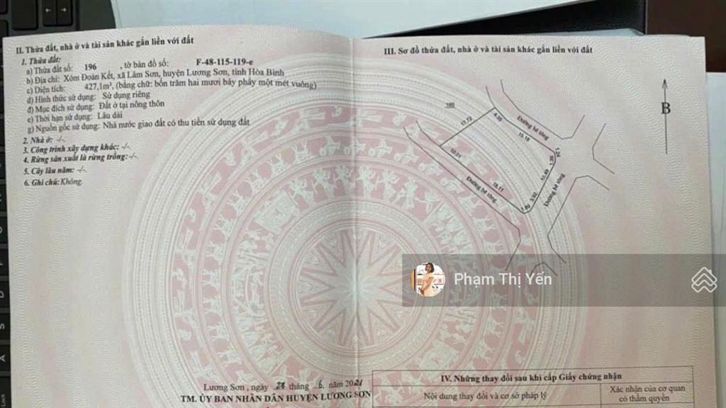 Chủ cần bán 1372m full thổ cư đối diện sân gôn phượng hoàng tại lương sơn đất 3 mặt tiền thoáng đẹp