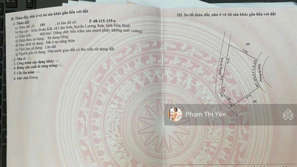 Chủ cần bán 1372m full thổ cư đối diện sân gôn phượng hoàng tại lương sơn đất 3 mặt tiền thoáng đẹp