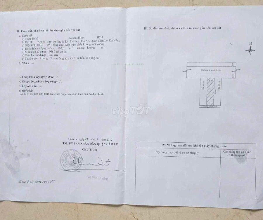 BÁN LÔ ĐINH NHẬT TÂN 100M2 ĐỐI DIỆN CHUNG CƯ GIÁ 5,1 TỶ