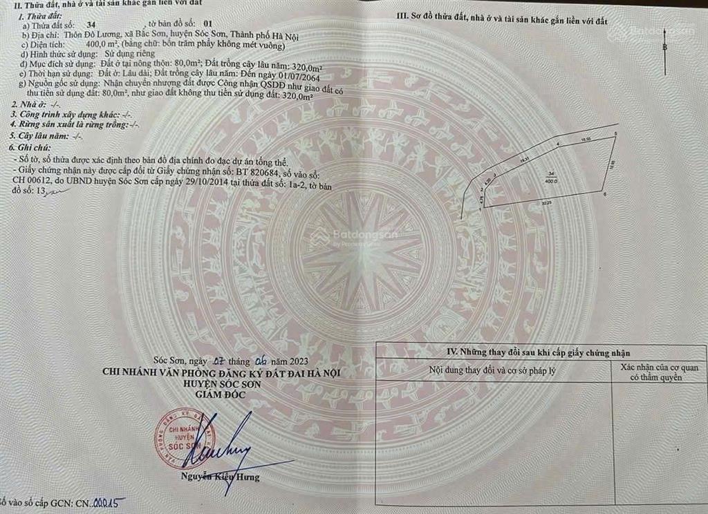 Bán đất tại bắc sơn, sóc sơn, hà nội, 1,7 tỷ, 400 m2 giá ưu đãi