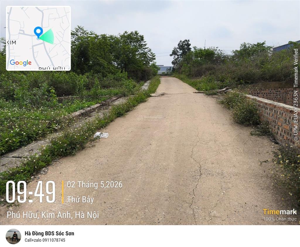 125m ngõ thông oto, tại phú thịnh xã kim anh  sẵn sổ đỏ  gần đường vành đai 4