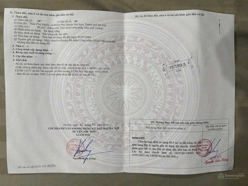 Chính chủ cần bán lô đất 89.5m full thổ cư tại phú nghĩa, kim anh  sổ đỏ sẵn giao dịch
