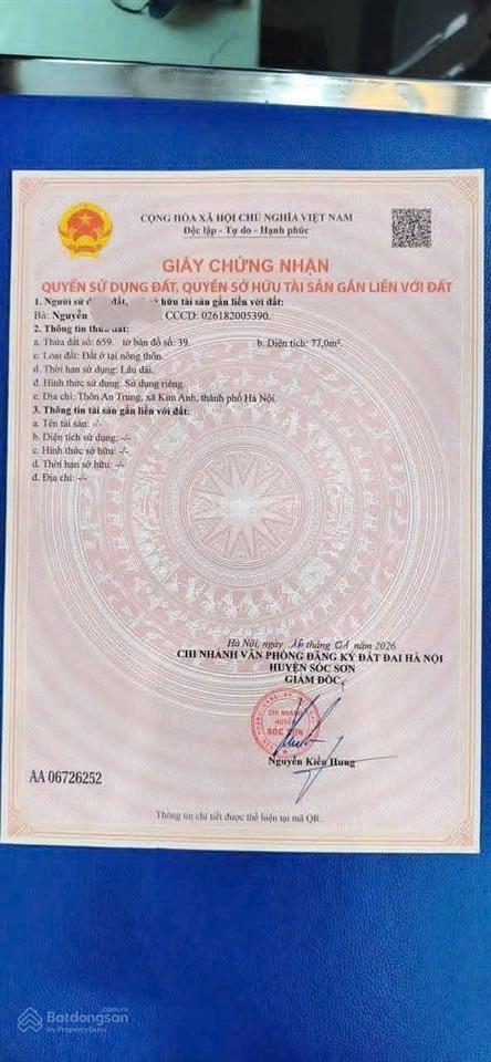 77m full thổ cư  ngõ thông  tại an trung, xã kim anh