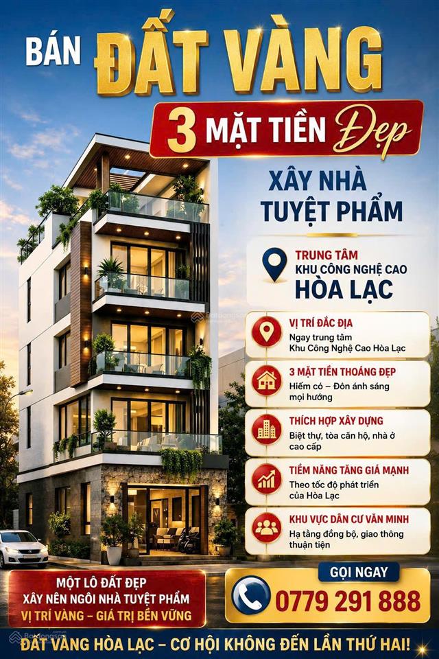 Siêu phẩm đất nền hòa lạc lô góc 3 mặt tiền ngay ngã 4 đồi sen trì